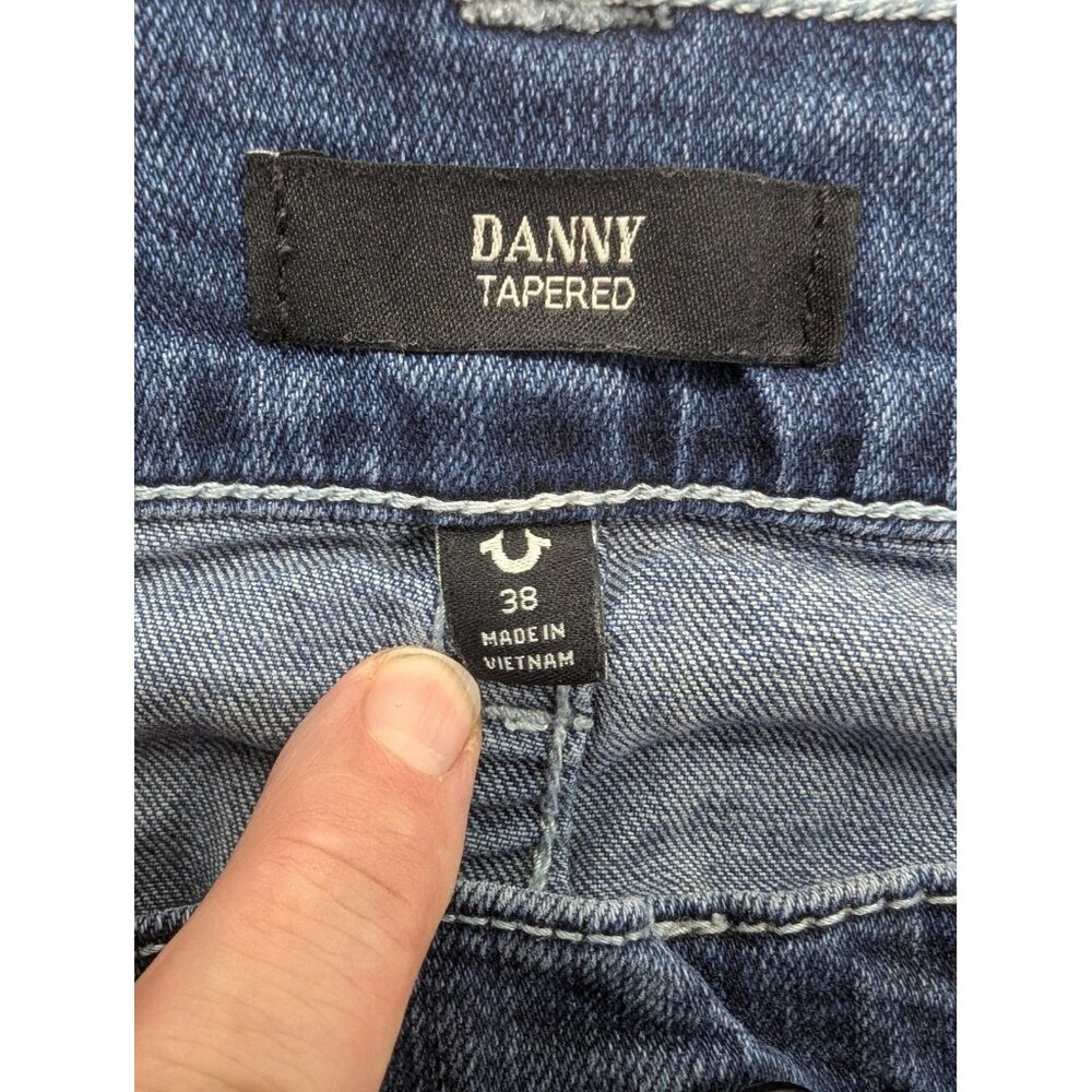 True Religion Danny Jeans Mens 38 Blue Tapered Leg Stretch Denim Casual - Picture 12 of 14